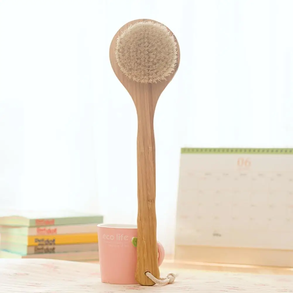 Бамбуковая щетка для тела с длинной ручкой душа спа отшелушивающая ванны спины