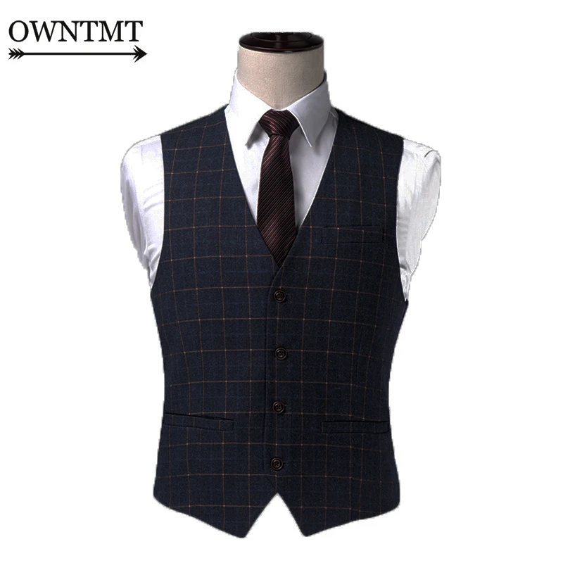 Мужской Slim Fit платья без рукавов костюм куртка для мужчин Повседневное платье
