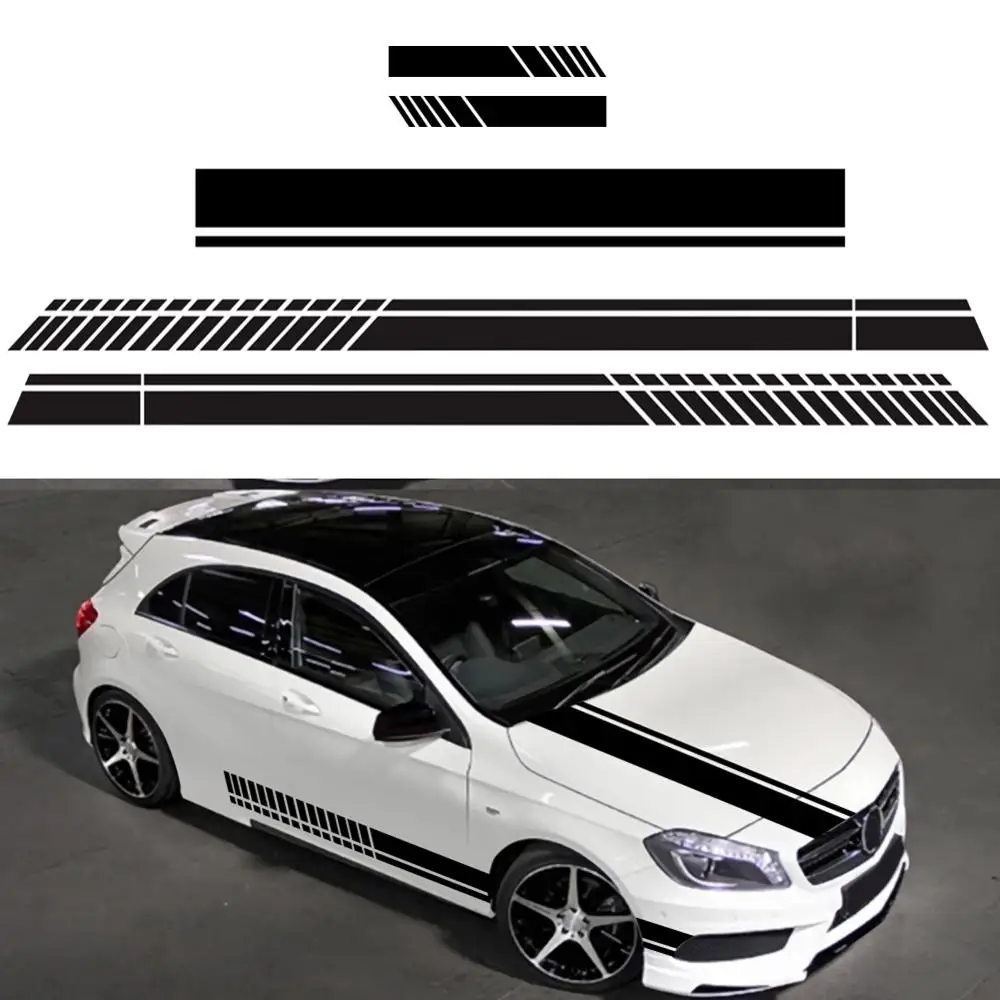 

Car Stripe Sticker 5Pcs/Set Body Rearview Mirror Side Decal Stripe Vinyl Truck Vehicle Body Accessories Black/White 220*10cm