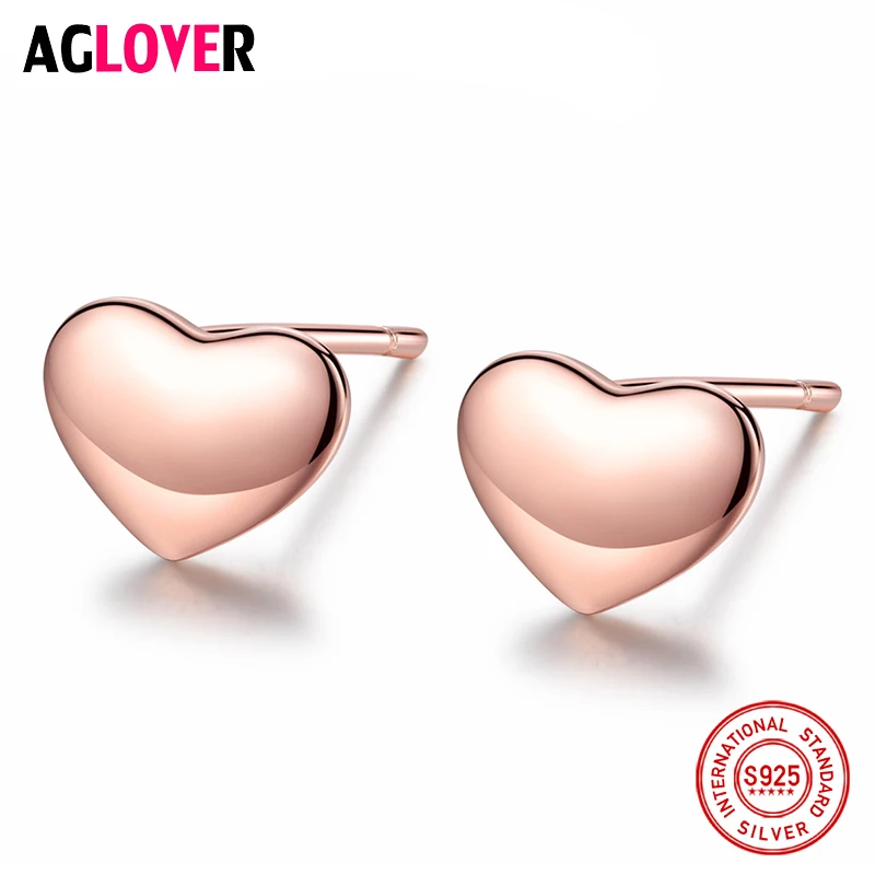AGLOVER Горячая 925 пробы серебряные серьги гвоздики Простая любовь для женщин