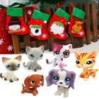 LPS кошка, редкие игрушки стоят #5 собак, колли такса, Грейт дайн кокер-спаниель, старые короткие волосы, кошка с рождественскими носками
