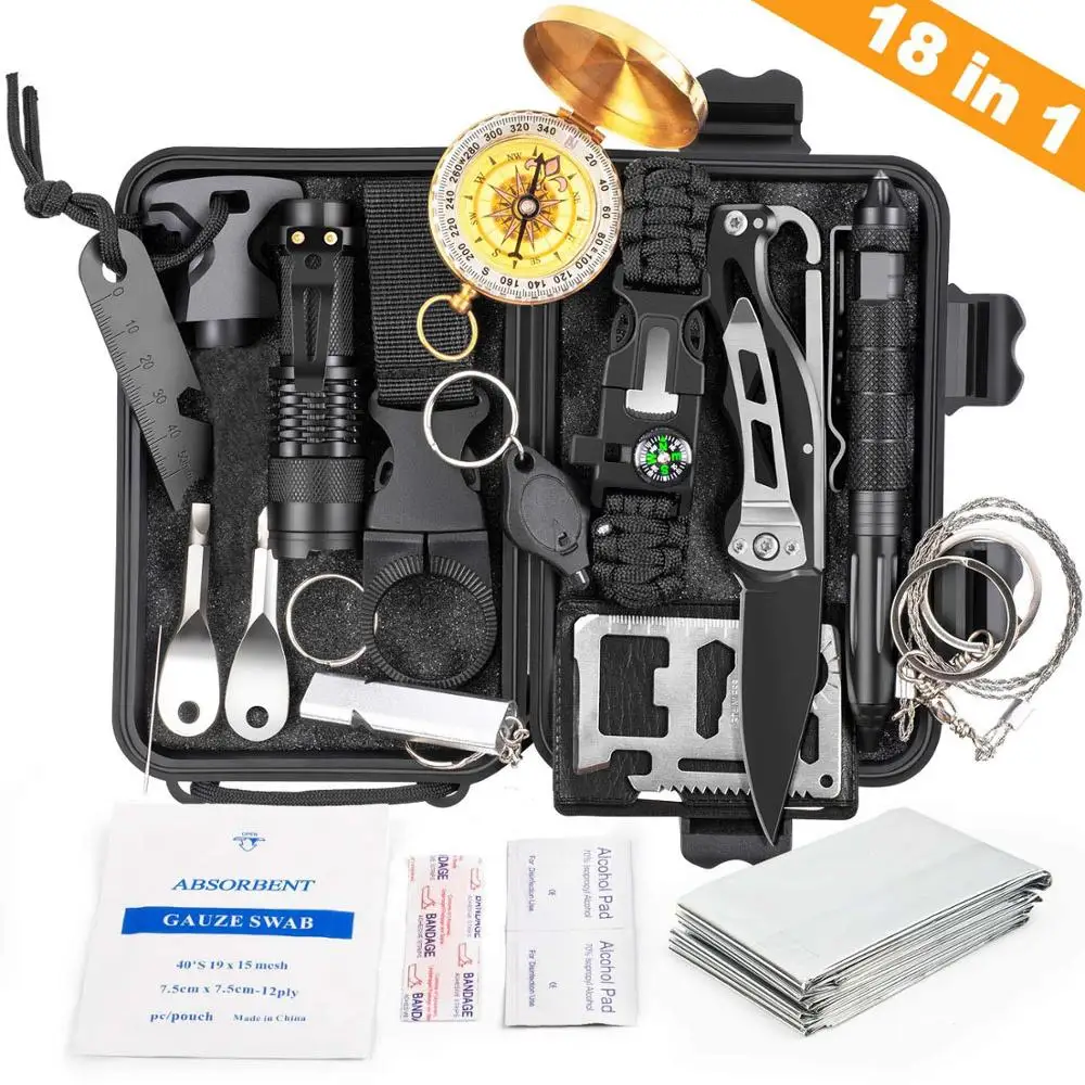 

Outdoor Survival Kit Set Camping Travel Multifunction Tactical Defense Equipment First Aid SOS for Wilderness Adventure