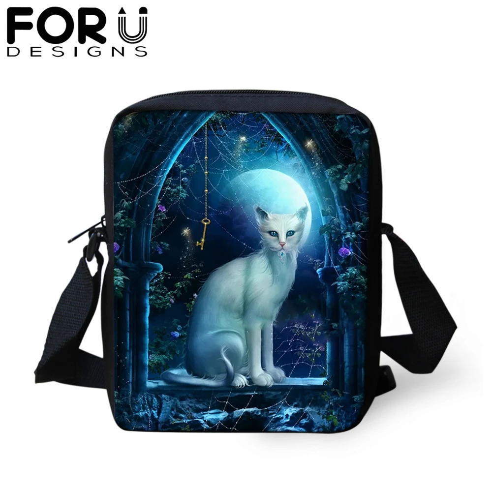 FORUDESIGNS/сумка-мессенджер с мультяшным готическим котом для девочки-подростка, новинка, сумка на плечо для женщин и детей, мини-сумка через плечо, кошелек