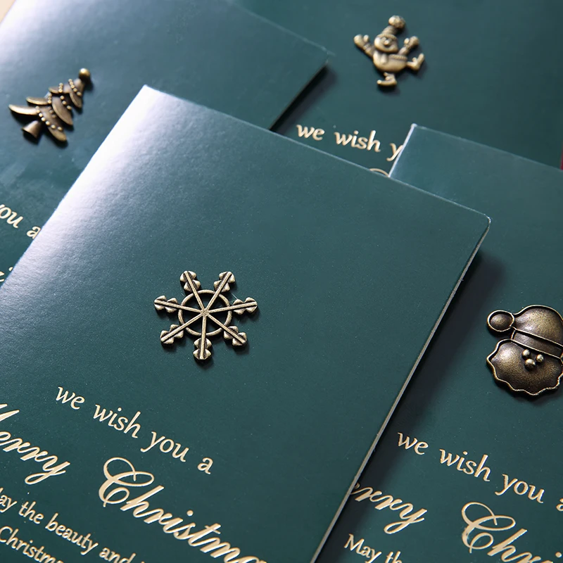 Creative vintage metal gilding handmade Christmas greeting card to send employees thanks for blessing business | Дом и сад