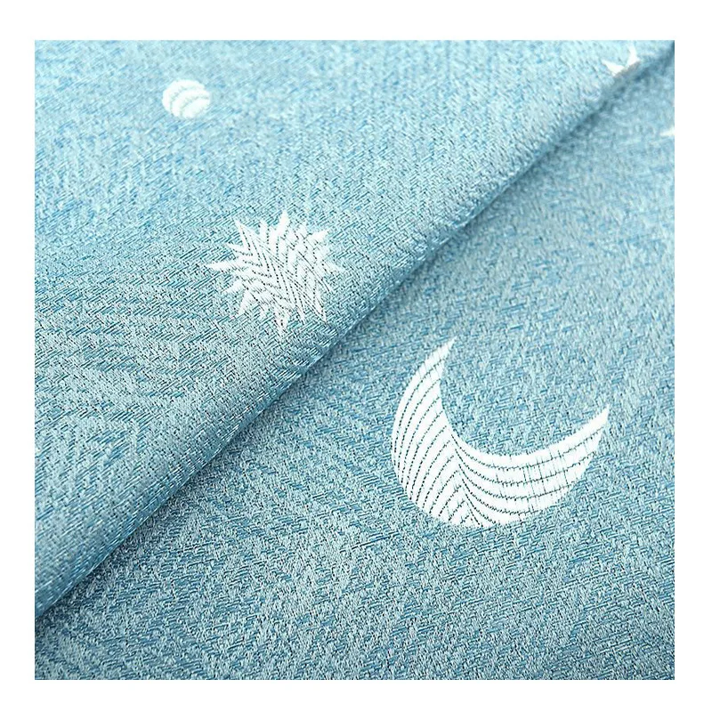 

New Imitation Cotton Linen Curtain Simple Modern Shade Living Room Bedroom Curtain Moon and the Stars Curtain Fabric