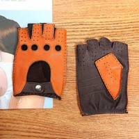 high quality genuine leather mens semi finger gloves anti slip driving breathable fitness deerskin gloves male d0132 9m
