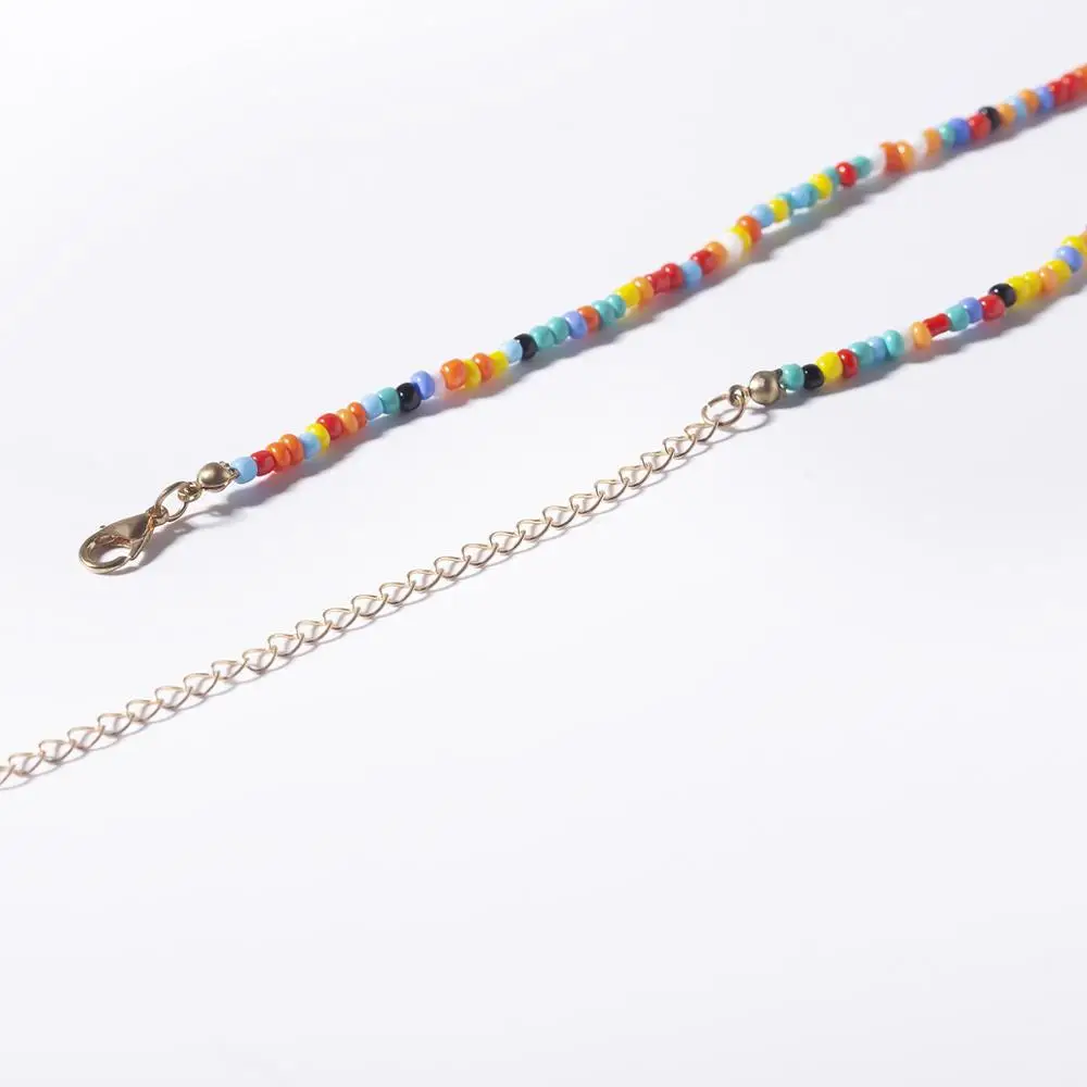 AOMU Simple Geometric Handmade Beading Double Layer Necklace Letter Love Necklace For Women Fashion Boho Jewelry