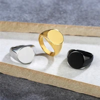 korean version simple plain polished geometric ring men women punk hip hop band stainless steel simple couple ring jewelry gift