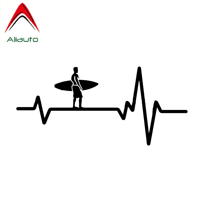 

Aliauto Personality Car Sticker Surfer Heart Beat Line Surfboard Decor Accessories Vinyl Silhouette Black/silver,15cm*6cm