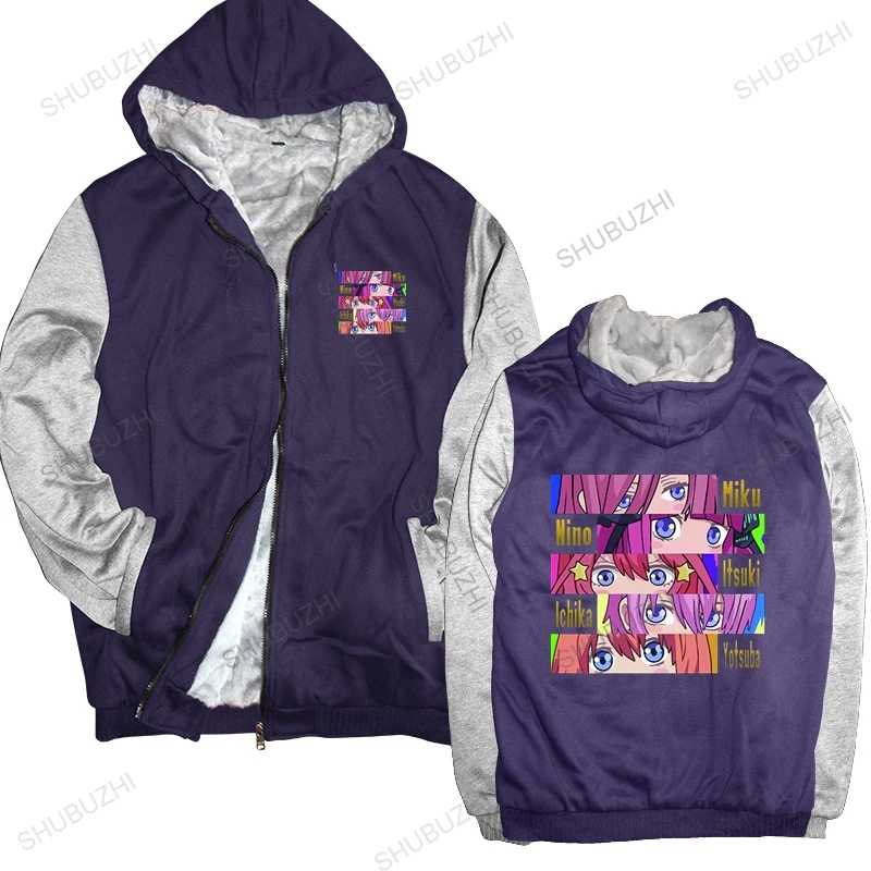 

Hot Sale Anime winter hoodies The Quintessential Quintuplets Miku zipper Oversized Men Funny Printed hooded pullover hoody