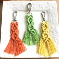 tassel macrame keychains for women boho handmade weave fiber love key holder keyring bag car hanging accessories gifts