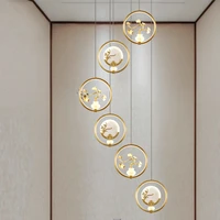 led chandelier spin copper creative jade restaurant creative living room bedroom hotel lobby chandelier villa stair chandelier