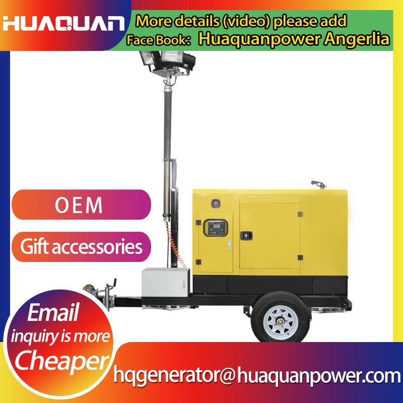 Переносной дизельный генератор 15 кВт с лампой 4*1000 для продажи|diesel generator 15kw|mobile light