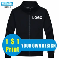 stand up collar zipper jacket custom logo men tops embroidery patterns high quality autumn winter jacket clothing westcool