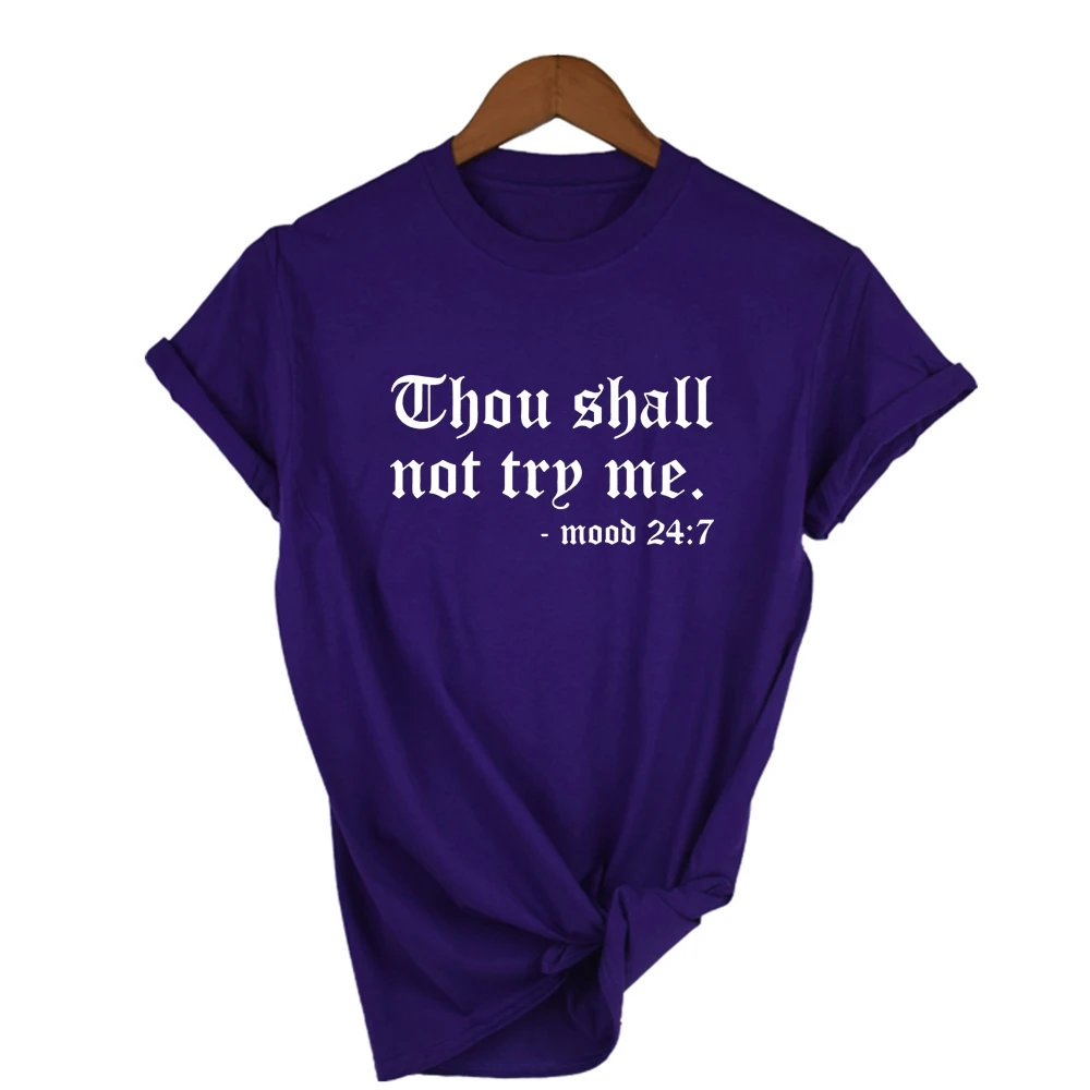 

2019 Summer Women Casual T-shirt O-Neck Short-sleeved Printed Letter Top Thou Shall Not Tshirt Summer Fashion Tumblr Outfits