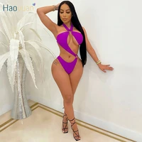 haoyuan sexy hollow bodycon bodysuit summer vacation clothes swimsuit for women rompers plus size one piece clubwear outfits