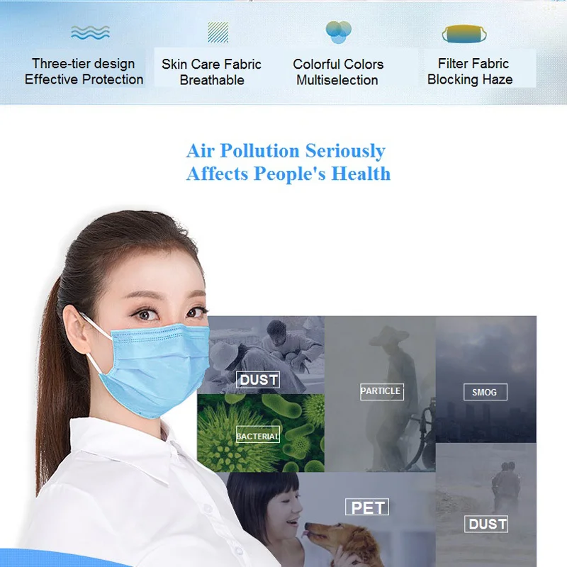 В наличии 3 слоя одноразовая маска для лица против гриппа защиты маски с защитой