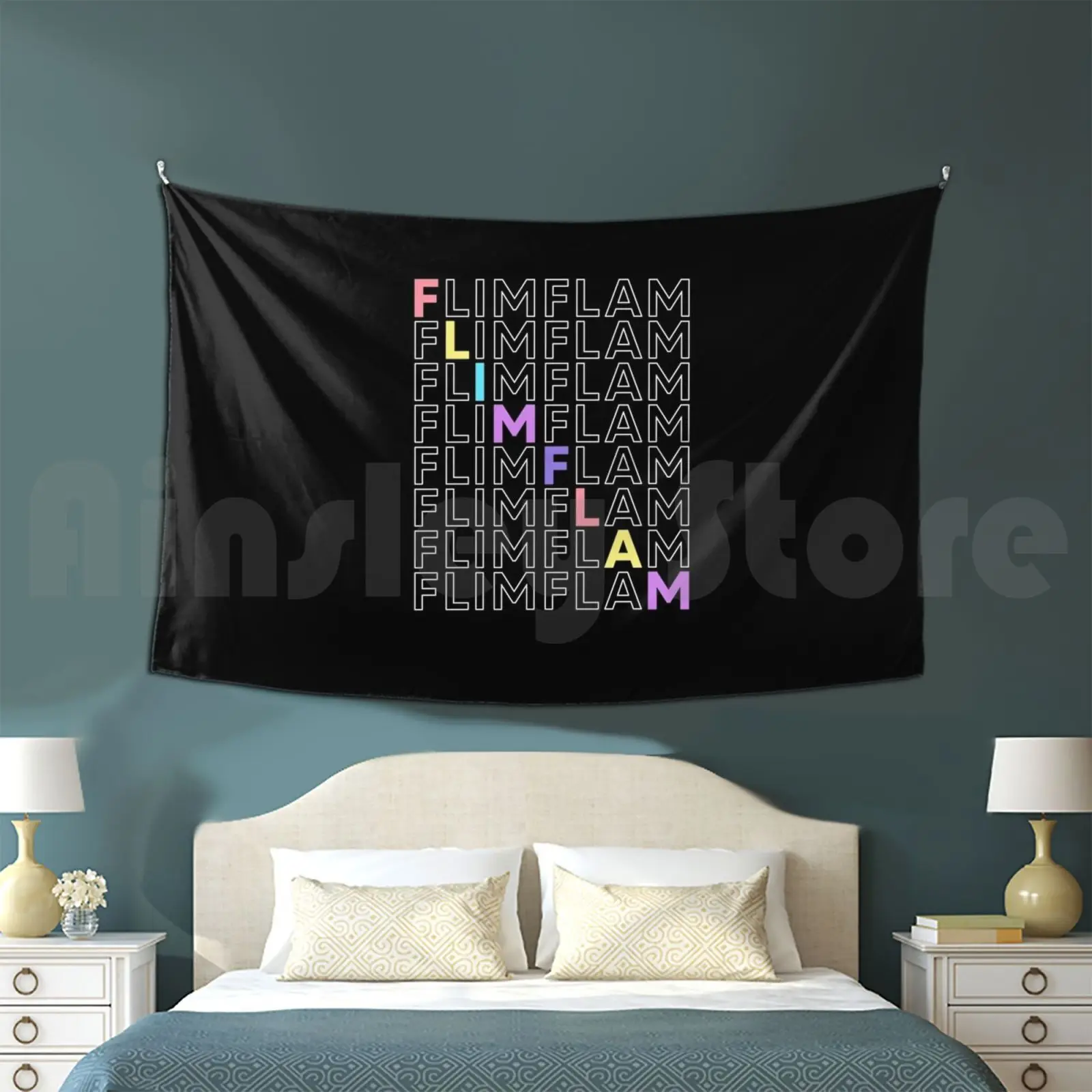 Flim Flam Repeat Colorful Customized Tapestry Flim Flam Merch Flim Flam Flim Flam Typography Popular