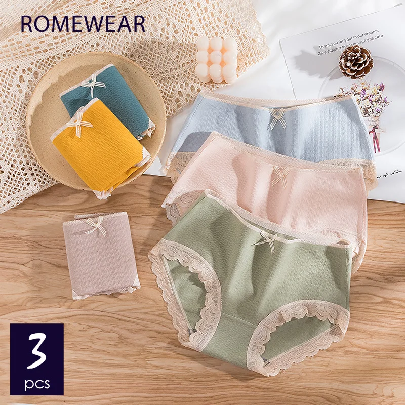 ROMEWEAR Бесшовные трусы для женщин и девочек хлопковые кружевные женское нижнее