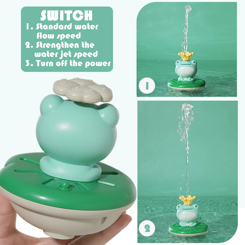 baby bath toys electric spray water floating rotation green forg sprinkler toy shower game for children kid swimming bathroom free global shipping