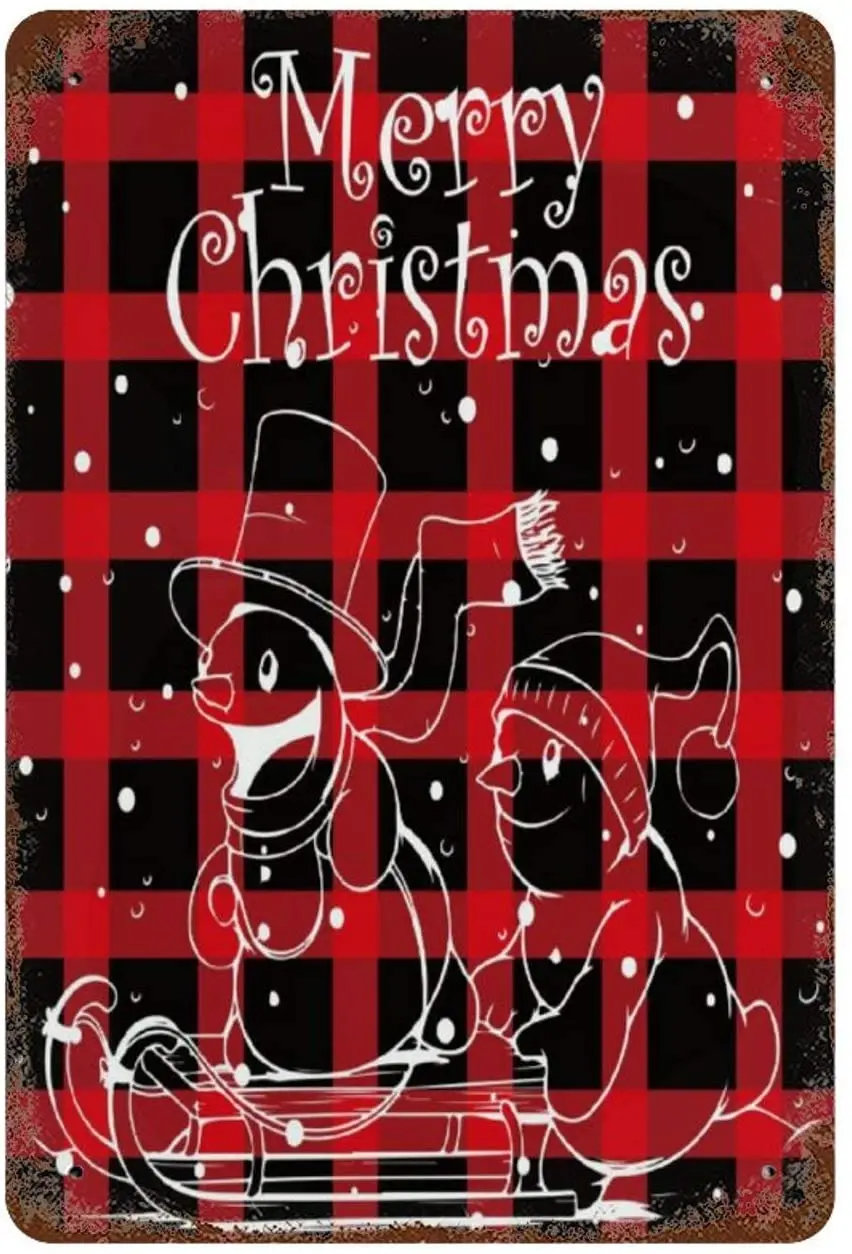 

None-brands Vintage Retro Metal Tin Sign Wall Decor Art Merry Christmas Snowman Skiing Home Decor Plaque Poster Man Cave 8x12
