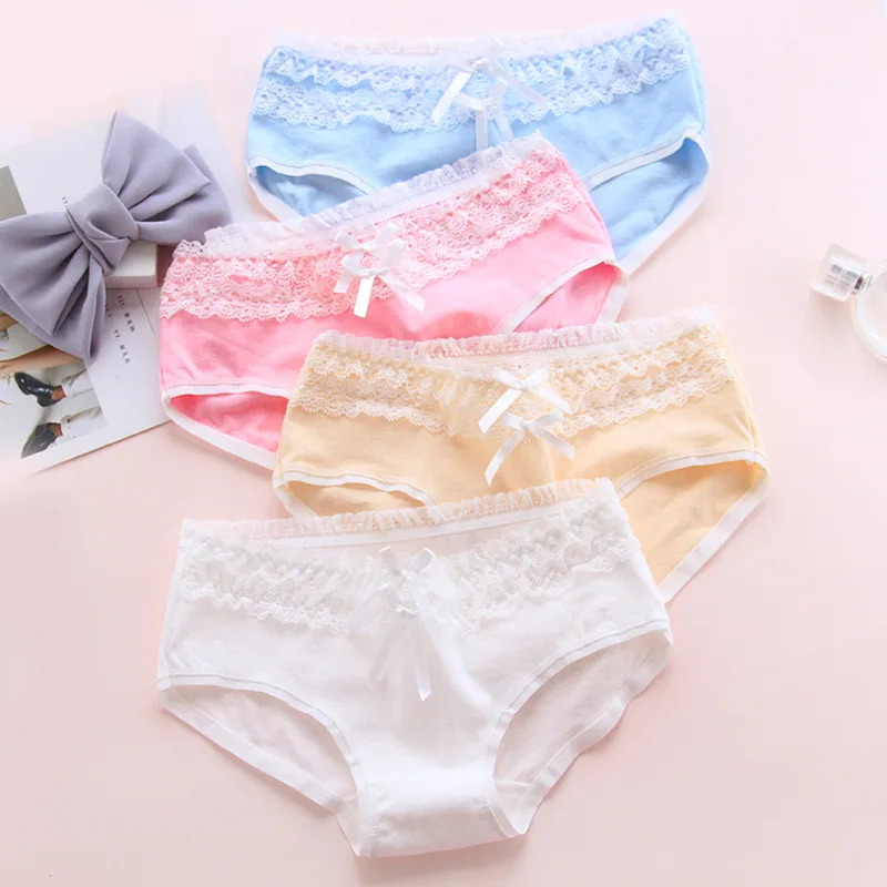 Нижнее белье для молодых девушек 6 шт./пакет кружевные хлопковые трусы