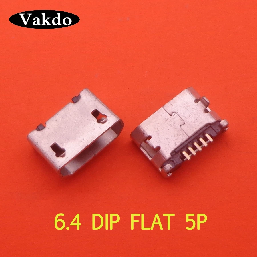 20 шт./лот 5Pin 6 4 мм Micro USB 5pin DIP гнездовой разъем для Мобильный телефон Mini jack PCB
