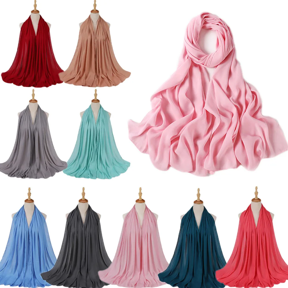 

New Fashion Solid Color Scarf Women Muslim Hijab Long Maxi Scarves Islamic Shawls Head Wrap Headscarf Hijabs Ramadan 20 Colors