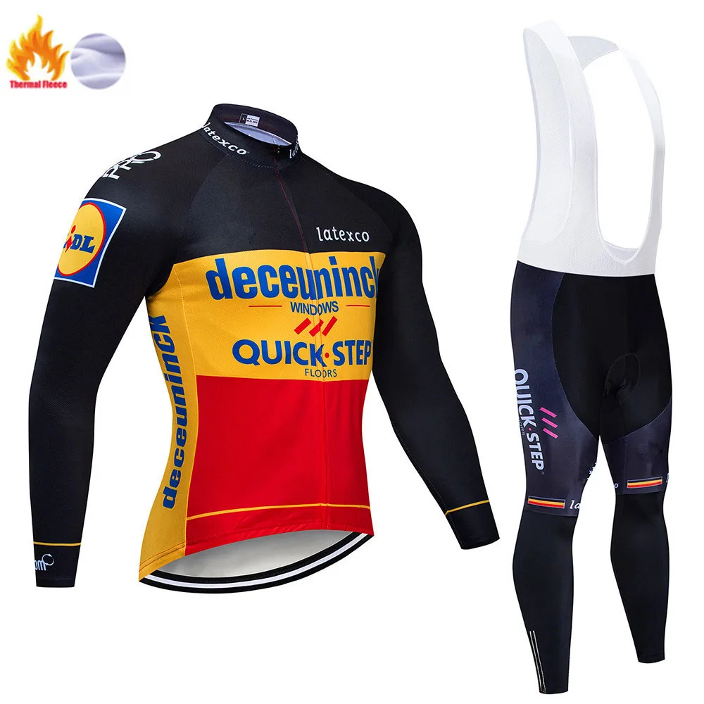 Cycling suit Командный быстрый шаг Велоспорт Джерси 19D нагрудник набор бельгийский велосипед одежда мужская зимняя теплая флисовая велосипедная Одежда для велоспорта - Цвет: Cycling suit