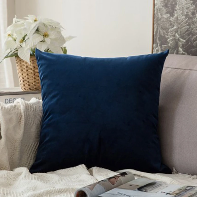 Наволочка однотонная бархатная наволочка для диванной подушки Чехол домашняя