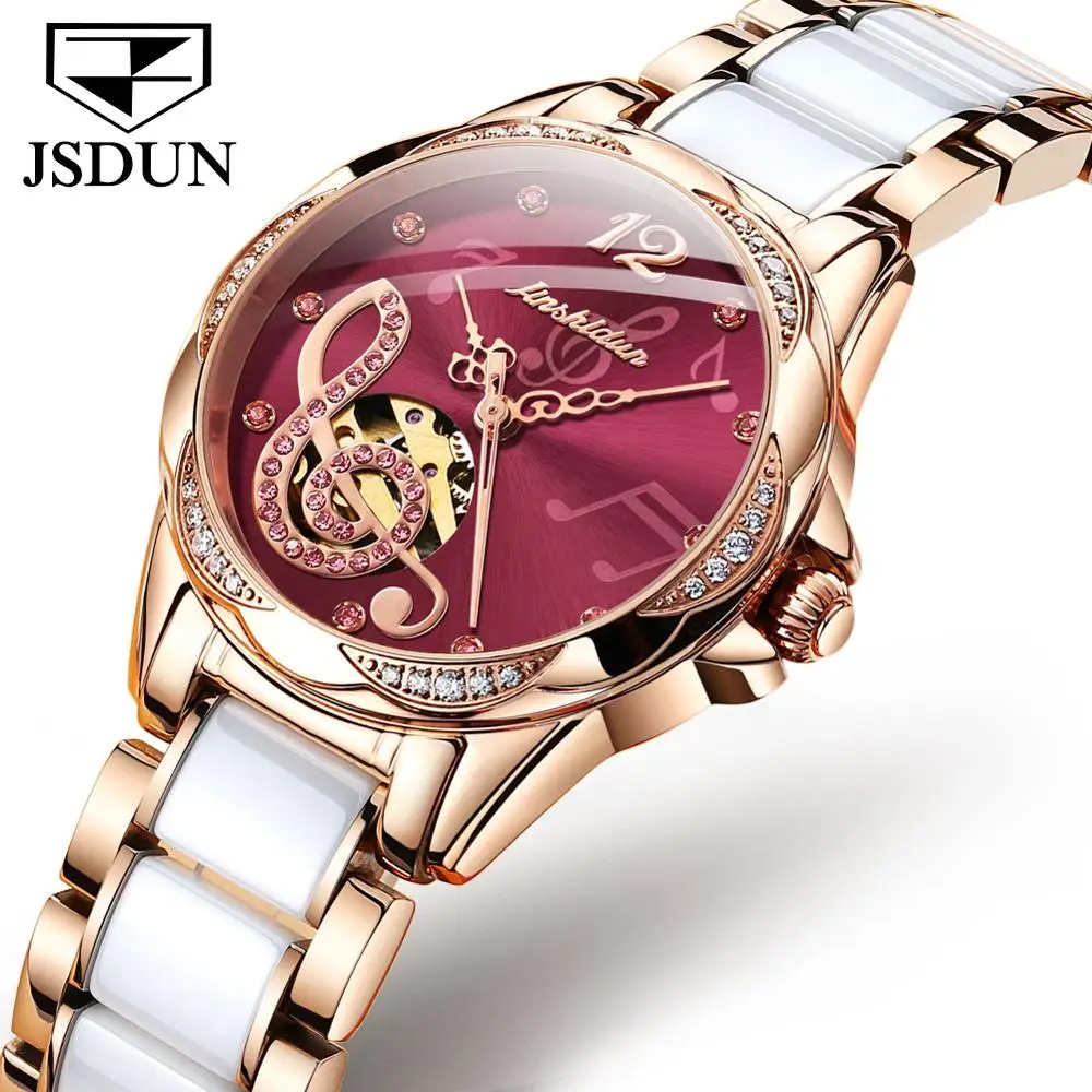 Женские Механические часы Топ Роскошные сапфировые зеркальные полые