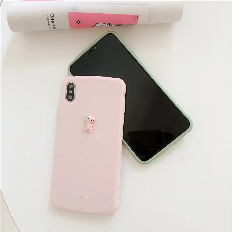 Kuutti Cute Brief Protective Silicone Dinosaur Phone Case for iPhone 6 6s 7 8 Plus X XR XS Max Covers iphone x case |