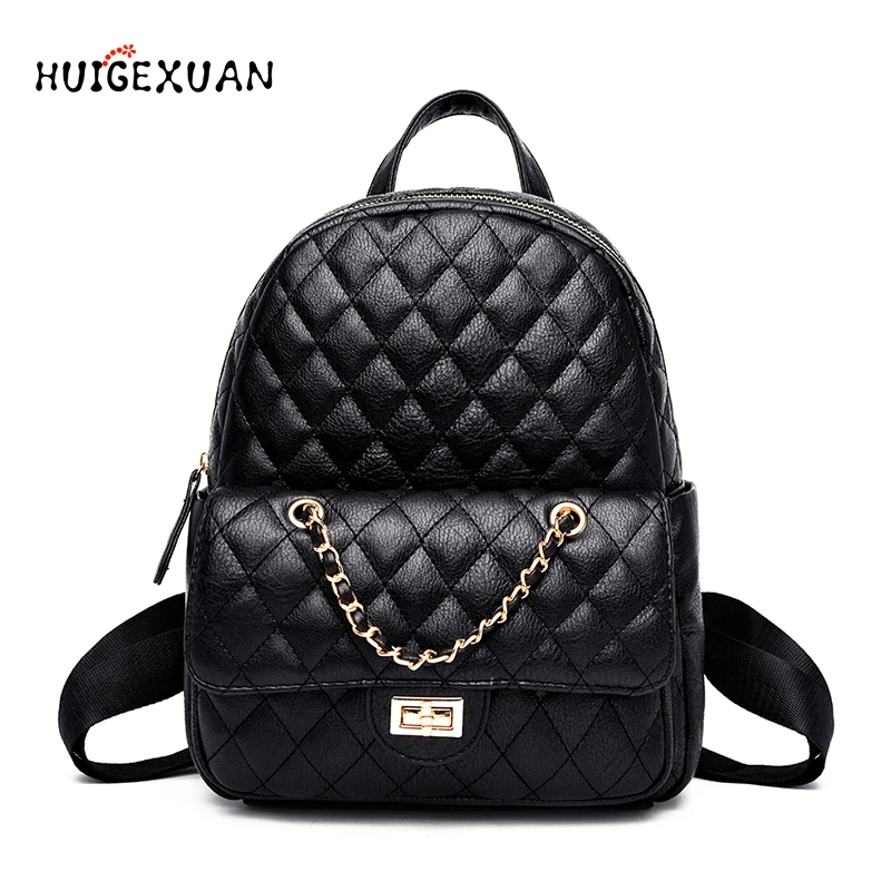Женские кожаные рюкзаки Новые Модные женские стеганые Алмазный Кожаный