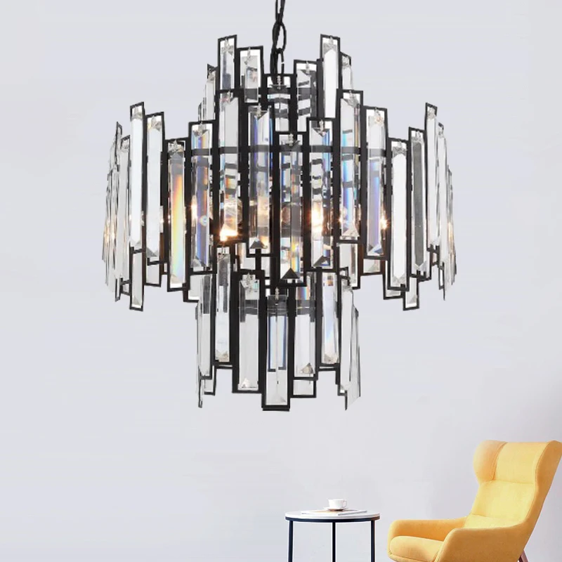 

ZISIZ Retro Vintage Crystal Chandelier Lighting Crystal Prism Chandeliers Pendant Hanging Light for Home Hotel Restaurant Decor