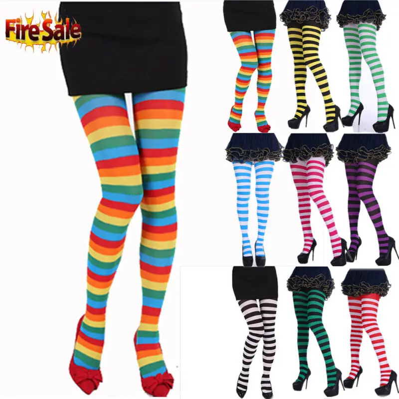 Новинка 2020 популярные женские полосатые праздничные колготки непрозрачные
