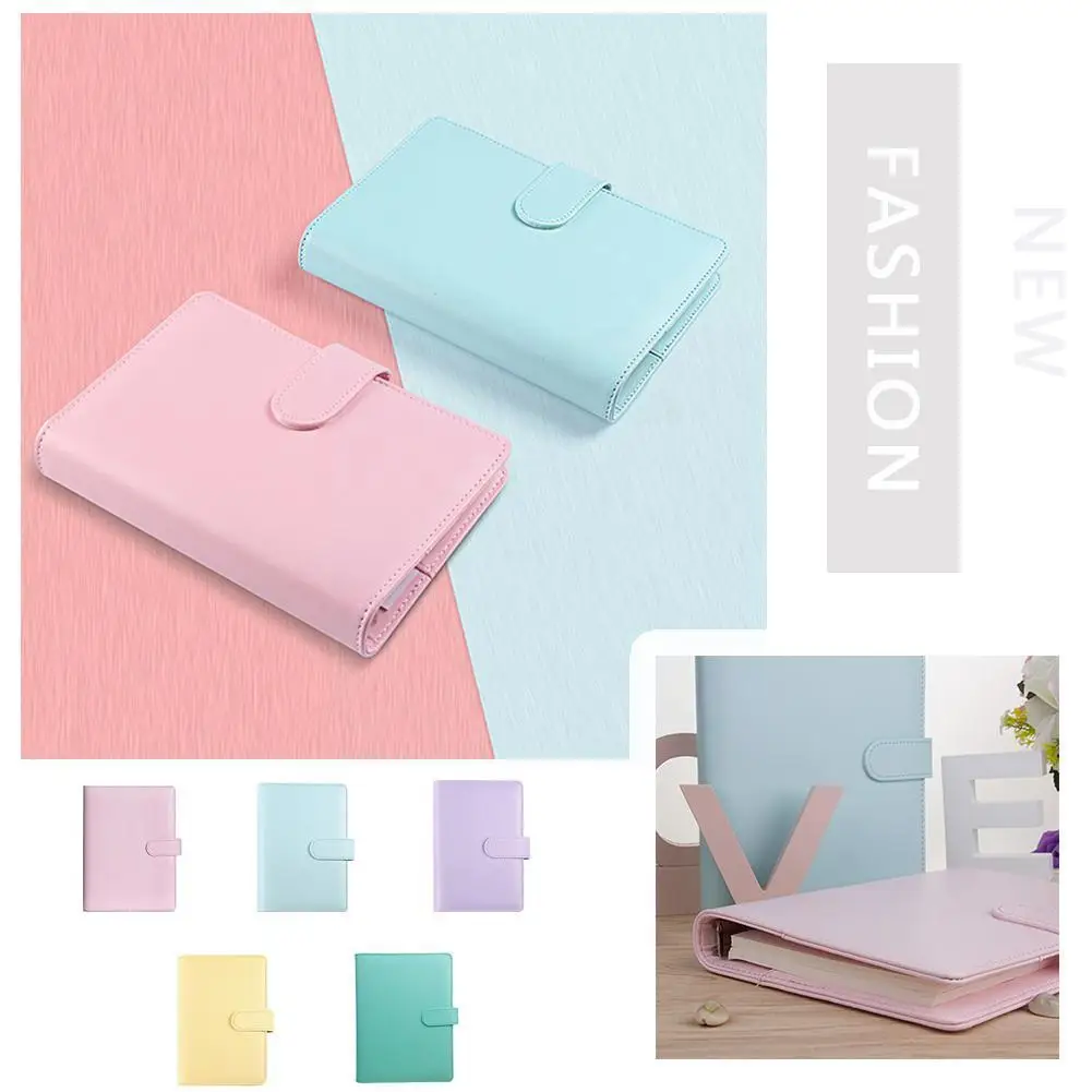 

A5/6 Macaron Loose-leaf Hand Book Ring Binder Notebook Cute Multifunctional Stationery Planner Diary Notebook Pu A4 Cover