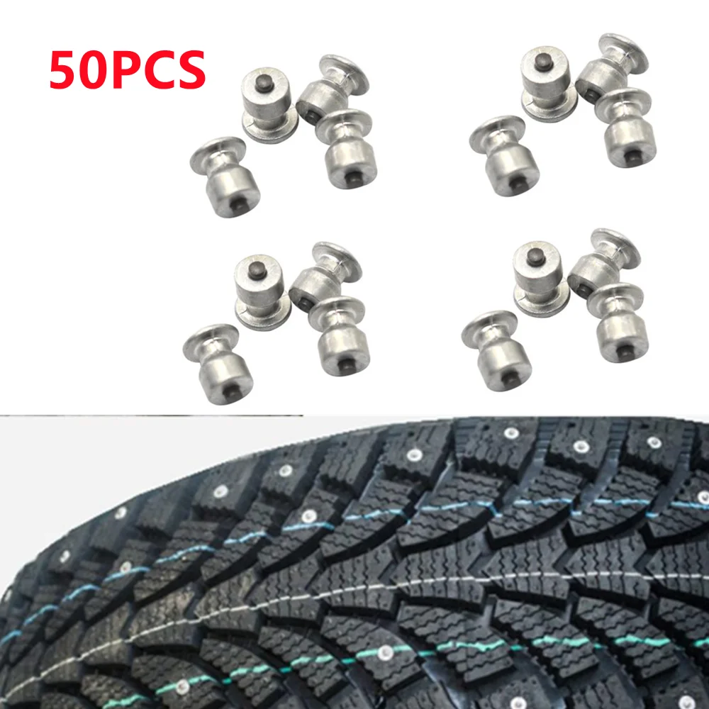 

50 PCS Wheel Tire Studs Spikes Winter Lugs Screw Snow Ice Anti-Slip For Car Motorcycle SUV ATV Truck 8x10mm