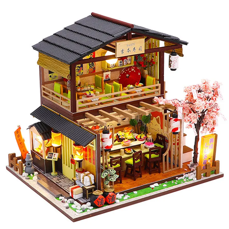 

Домик кукольный CUTEBEE «сделай сам», деревянный миниатюрный дом для кукол, комплект мебели, музыкальные светодиодные игрушки для детей, подар...
