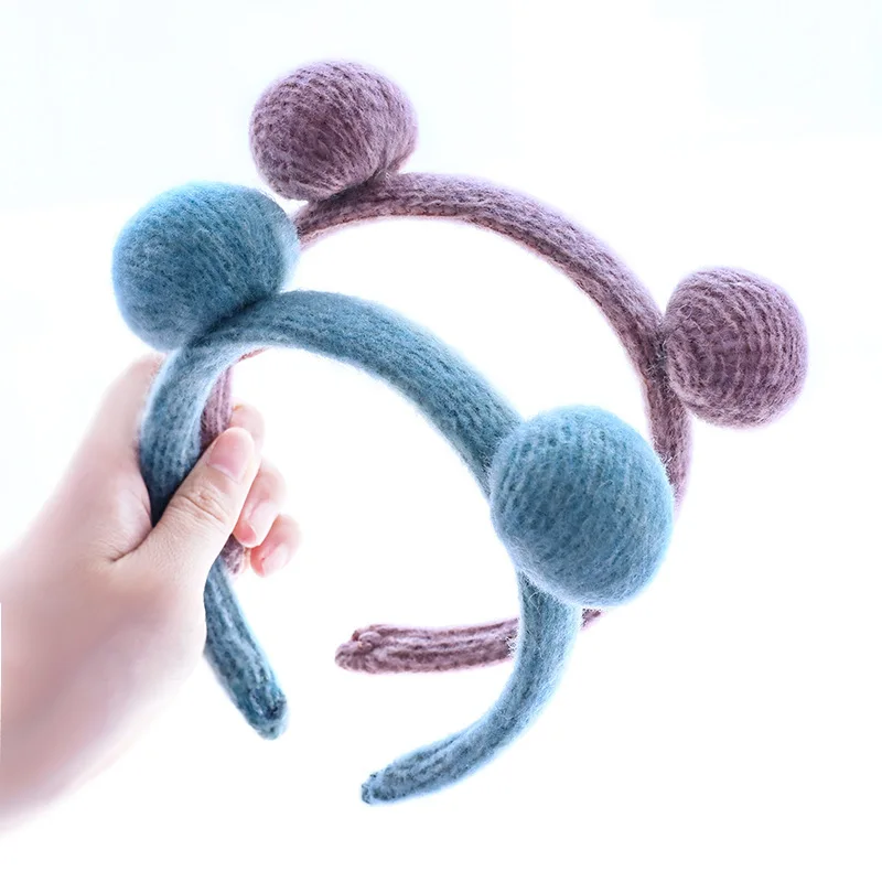 

Wholesale winter women warm bear headband girl's headwear lady's hair accessories ins elegant hairbands