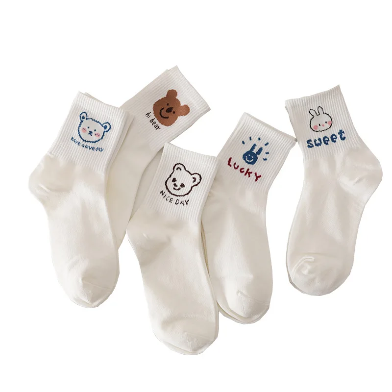 2022Fashion Cartoon Animal Cotton Socks Funny Cute Kawaii Dog Cat Character Print Women Female Hipster Harajuku Short Sock - купить по