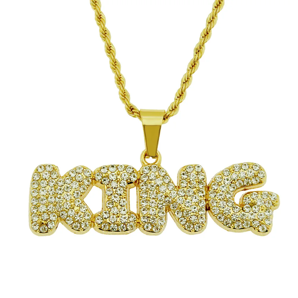

European And American Hip Hop Rock Dance Personality Domineering Trend Letter King Pendant Men's Necklace