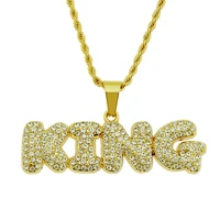 european and american hip hop rock dance personality domineering trend letter king pendant mens necklace