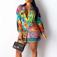2021 trendy african dresses for women dashiki shirt dress long sleeve floral shirts blouse tops sexy woman shirt dress