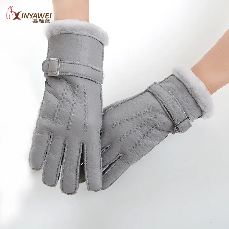 Кожаные меховые перчатки из натуральной кожи модные мужские теплые зимние