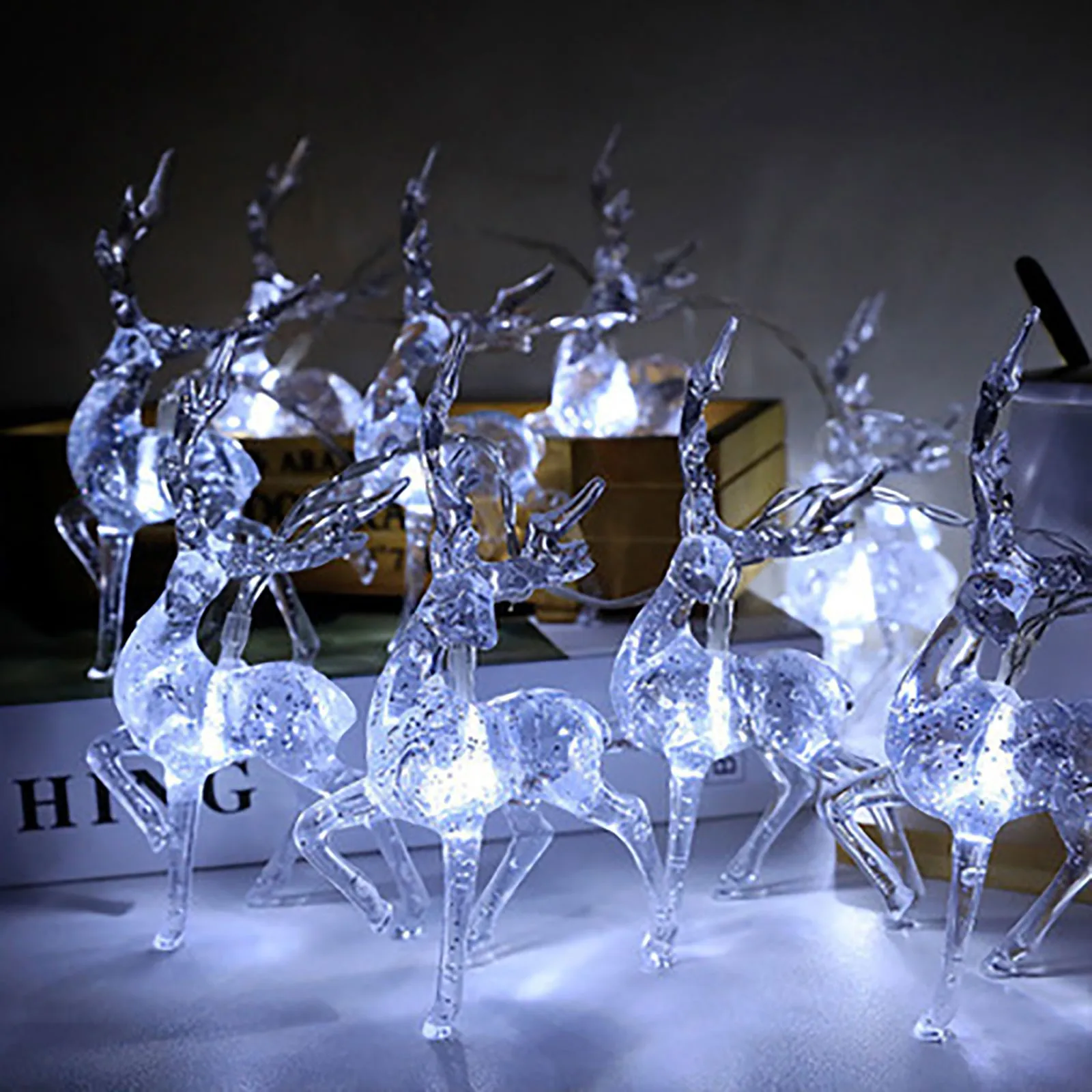 

Рождественский Декор в виде лося, ветровка на солнечной батарее, уличные и комнатные Подвесные Подарки, сказочные огни в виде оленя, подвесн...