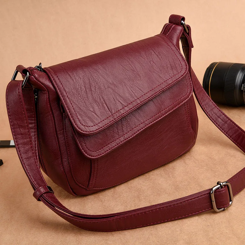 

new hot Small Square Bag with Soft Leather Cross-body Bag Ladies Korean Shoulder Bag