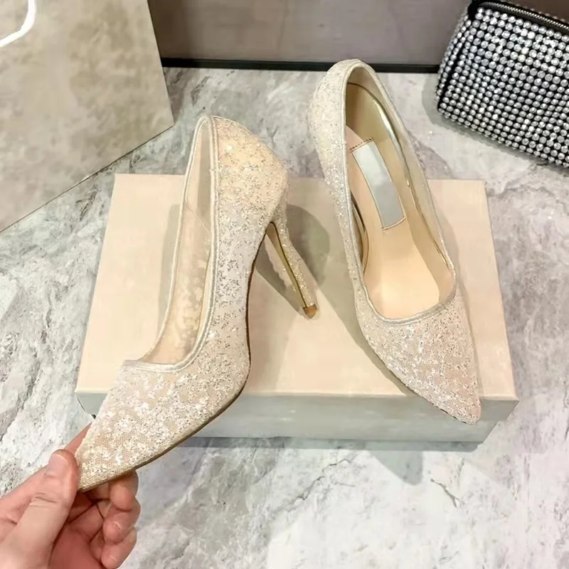 

Diamond high heels shine Joker wedding shoes high quality 2021 new 10 cm 34-40 yards sandals J logo custom