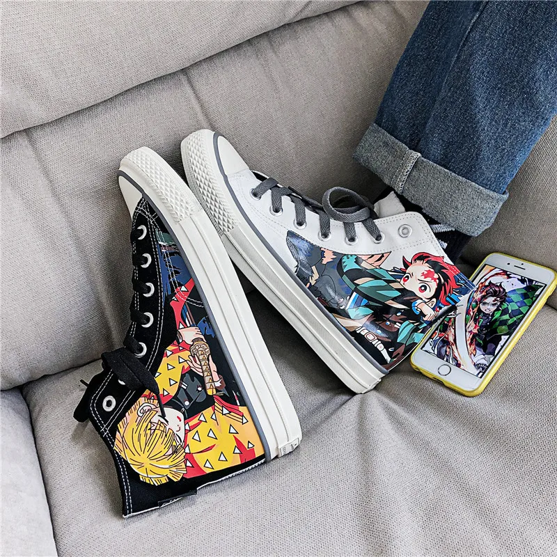 

New Men's Shoes Cartoon Anime High-Top Canvas Shoes Men Sneakers Skateboard Shoes Casual Vulcanized Shoes Zapatillas Lona Hombre