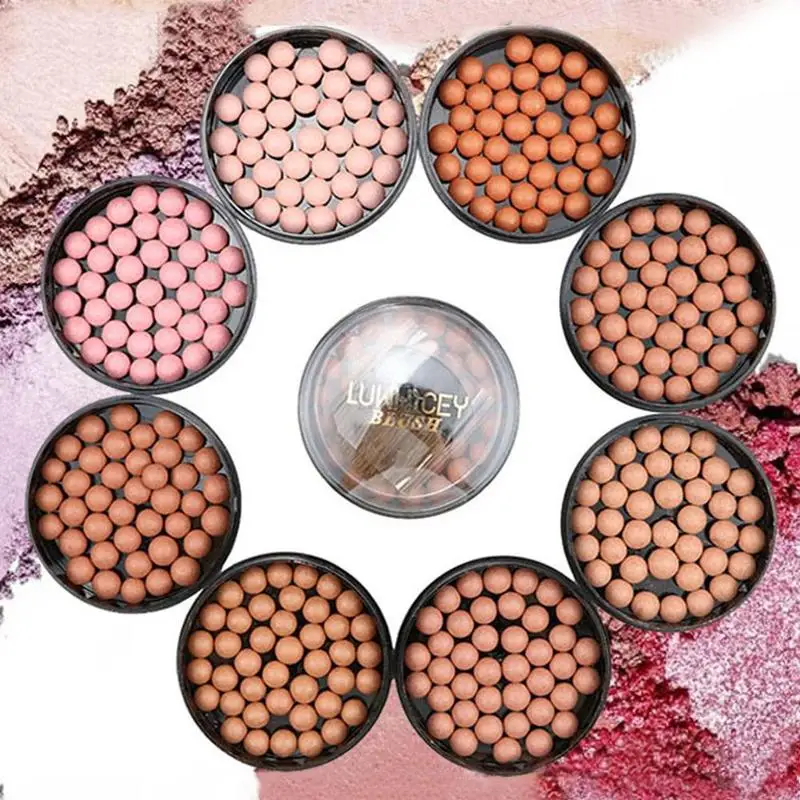 

Matte Blush Eye Shadow Loose Powder Ball Water Resistant Makeup Balls Repair Classic 3 IN 1 Blush Brush