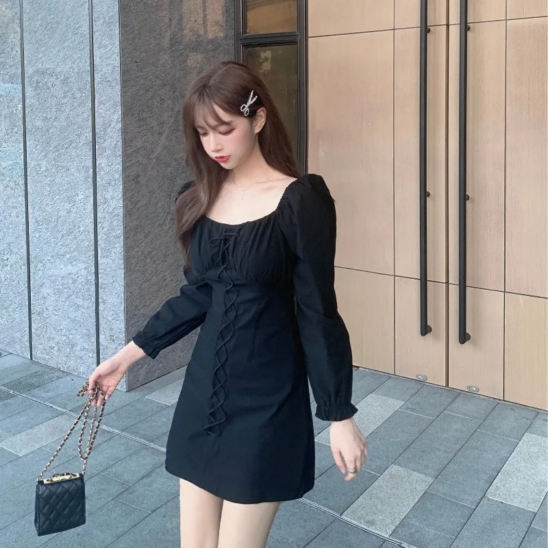 Новое Белое осеннее мини-платье для девочек женское модное однотонное